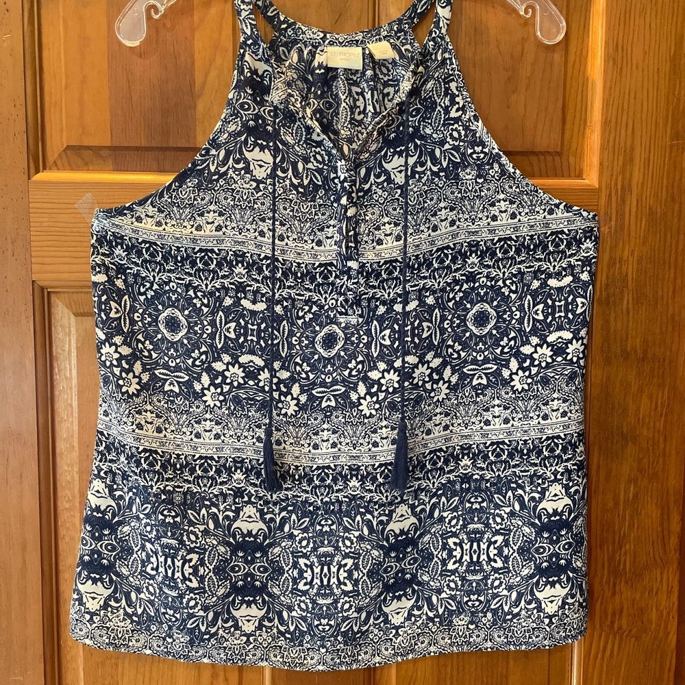 Navy Blue Patterned Women's Top